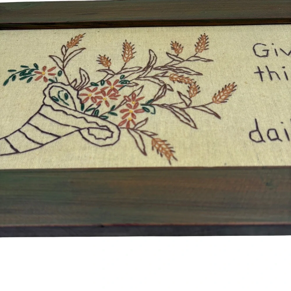 Handstitched Frame Wall Decor Give Us This Day Daily Bread Saying Religion Praye